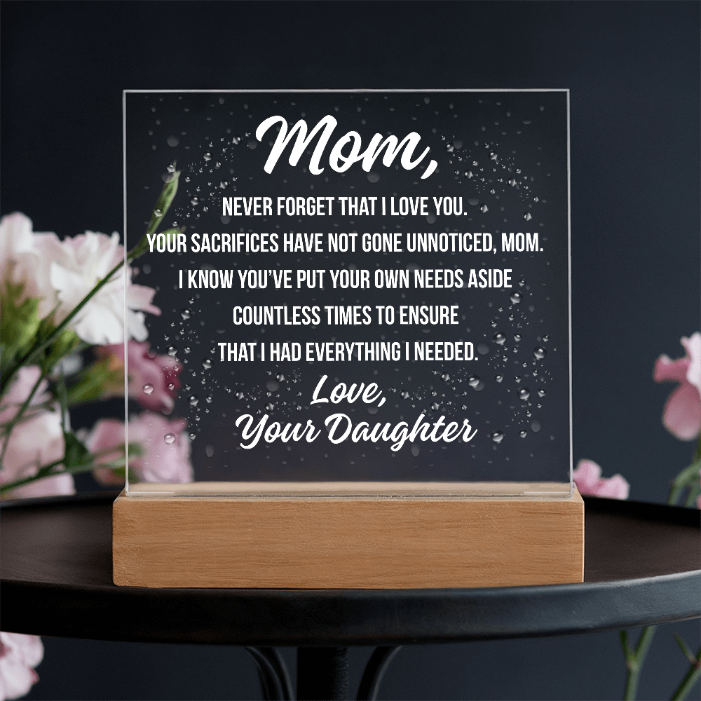 Acrylic Square Plaque For Mom's Sacrifices
