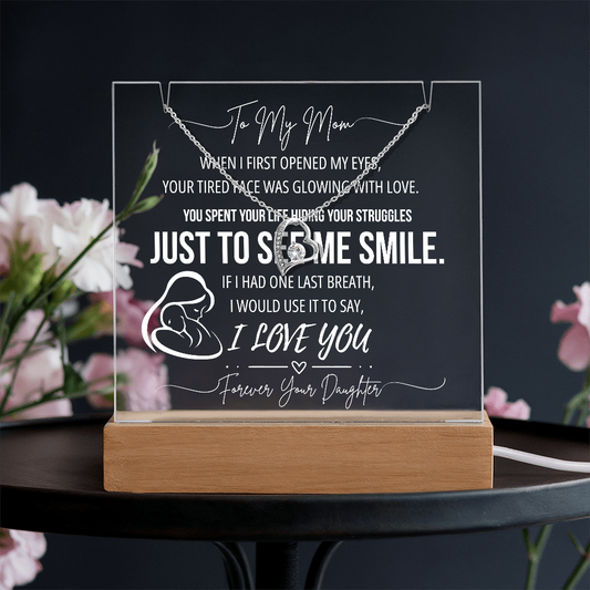 To Mom | Just To See Me Smile | Keepsake Acrylic & Forever Love Necklace | From Daughter
