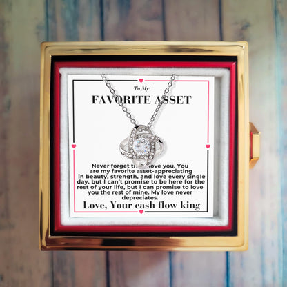 To  My Favorite Asset -  My Love Never Depreciates - Love Knot with Rotating Rose Gift Box From Your Cash Flow King .