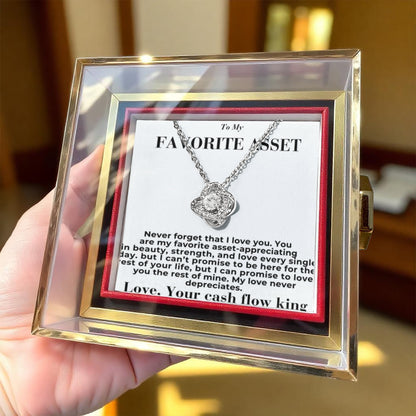To  My Favorite Asset -  My Love Never Depreciates - Love Knot with Rotating Rose Gift Box From Your Cash Flow King .