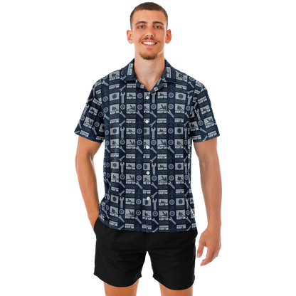 Spread Collar Short Sleeve Button-Down Keep Them Flying Theme Shirt For Aircraft Mechanic