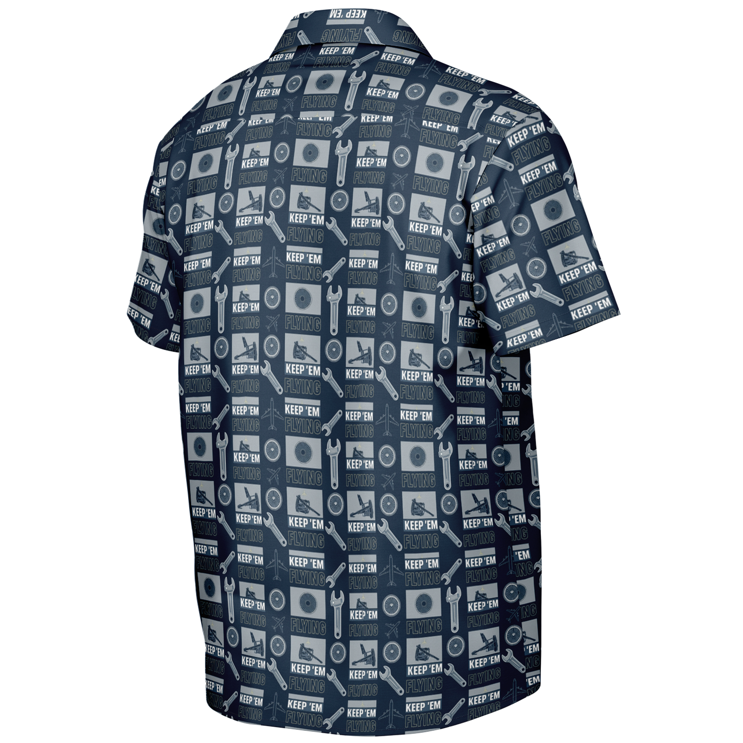 Spread Collar Short Sleeve Button-Down Keep Them Flying Theme Shirt For Aircraft Mechanic