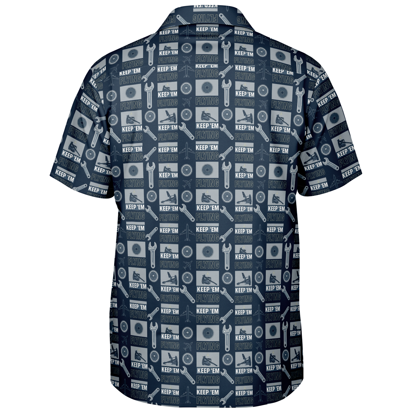 Spread Collar Short Sleeve Button-Down Keep Them Flying Theme Shirt For Aircraft Mechanic