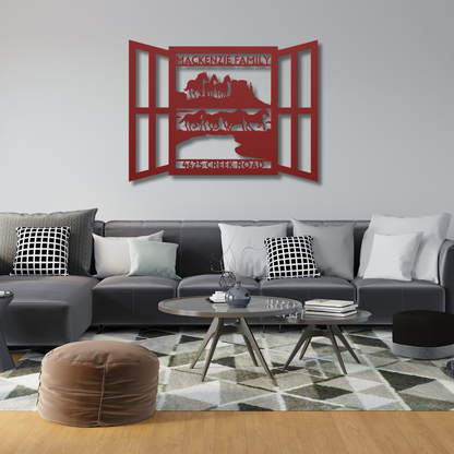 Custom Metal Hobby Horse Wall Art - Personalized Family Name & House Number Sign, Farmhouse Decor