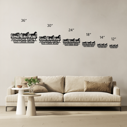Custom Metal Horse Wall Art & Family Name Sign - Farmhouse Decor with House Numbers