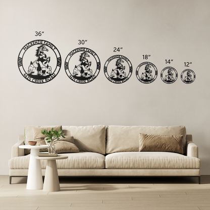 Custom Metal Hobby Horse Wall Art - Personalized Family Name & House Number Sign, Rustic Farmhouse Decor