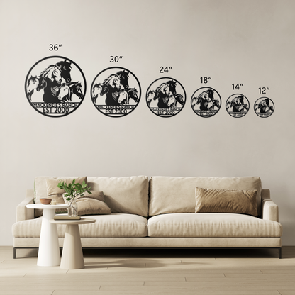 Custom Metal Hobby Horse Wall Art - Personalized Family Name and House Number Sign, Farmhouse Decor